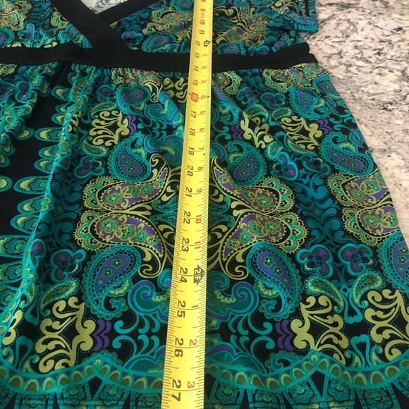 Apt. 9 Retro Floral Short Sleeve Top Size XL Deep V-Neck Multicolor Floral Top - Picture 7 of 15